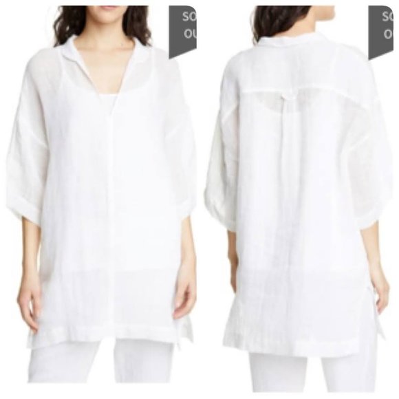 Eileen Fisher Organic Linen Gauze Tunic Top - Picture 2 of 14